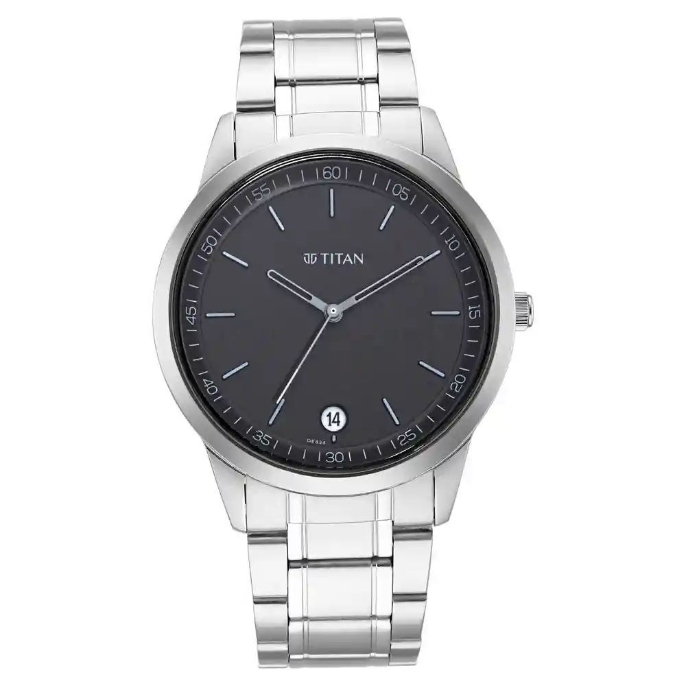 Titan Workwear Watch With Black Dial And Metal Strap 1806SM02