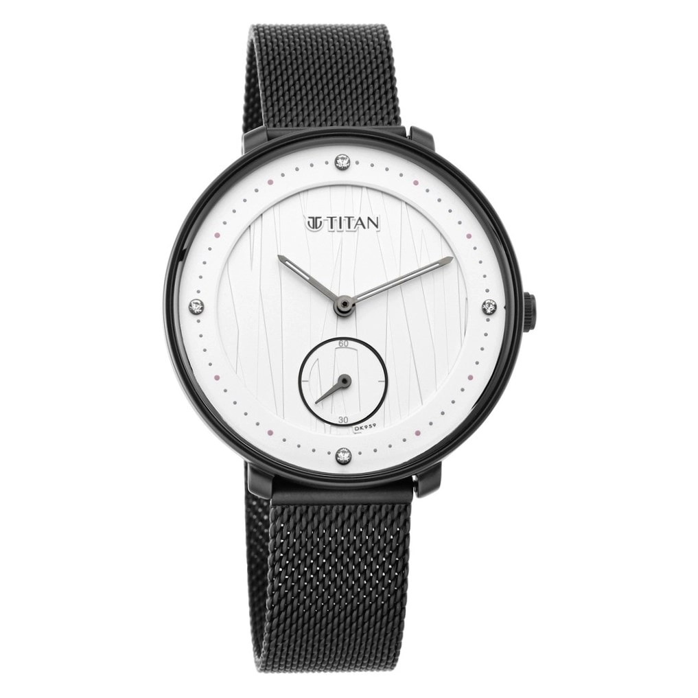 titan watches with black steel strap