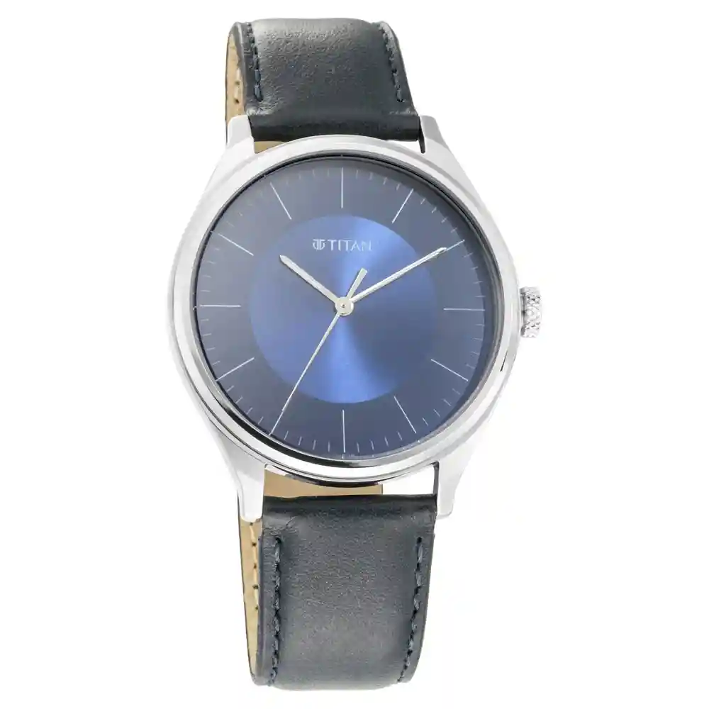 Titan Workwear Watch With Blue Dial And Leather Strap 1802SL06