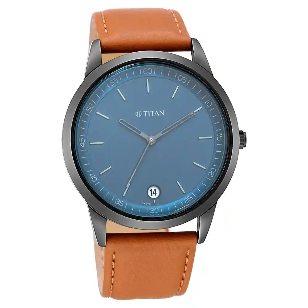 Titan Workwear Watch With Blue Dial And Leather Strap 1806NL03