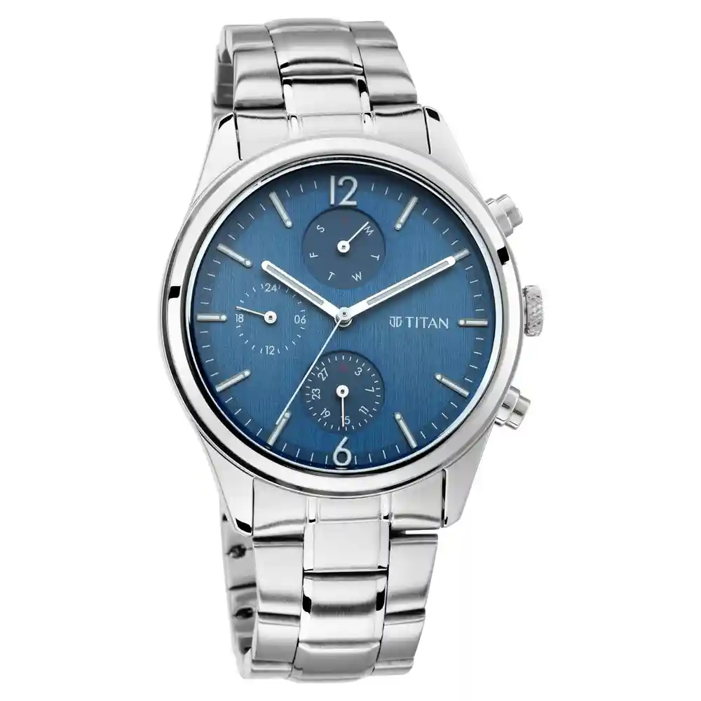 Titan Workwear Watch With Blue Dial And Metal Strap 1805SM03