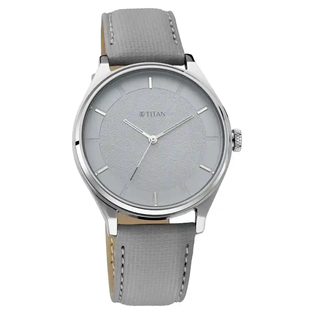 Titan Workwear Watch With Grey Dial And Leather Strap 1802SL12