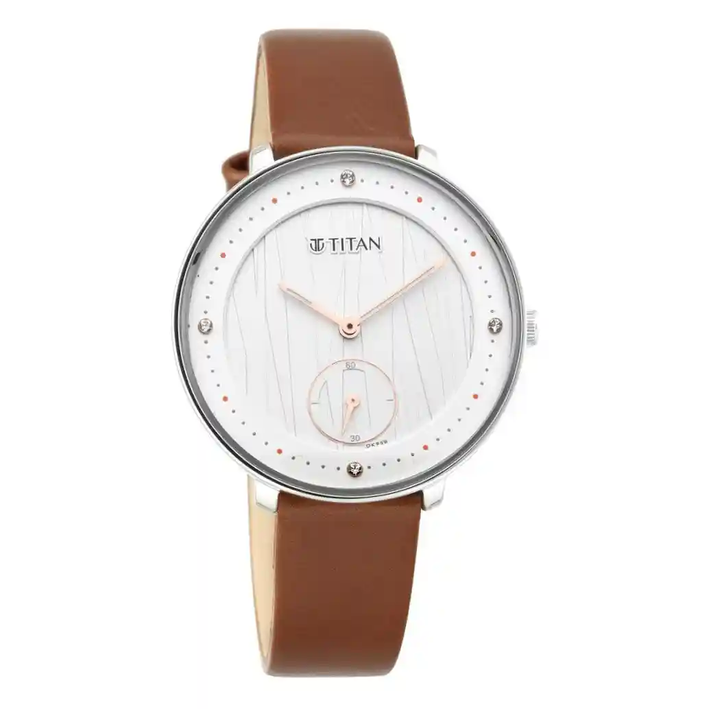 Titan Workwear Watch With Silver White Dial And Leather Strap 2651SL01