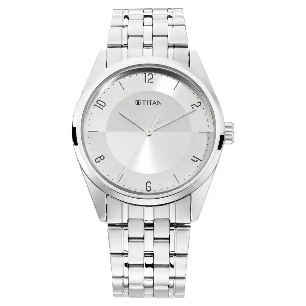Titan Workwear Watch With Silver White Dial And Metal Strap 1729SM06