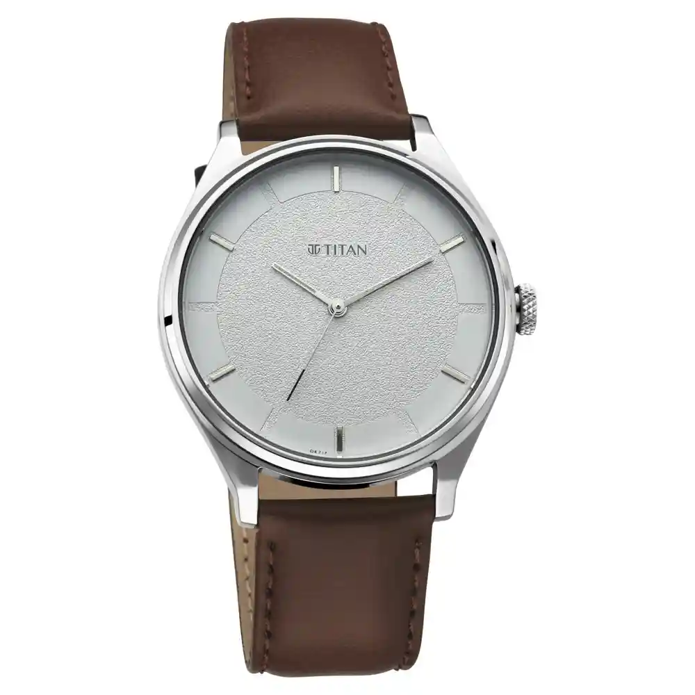 Titan Workwear Watch With White Dial And Leather Strap 1802SL13