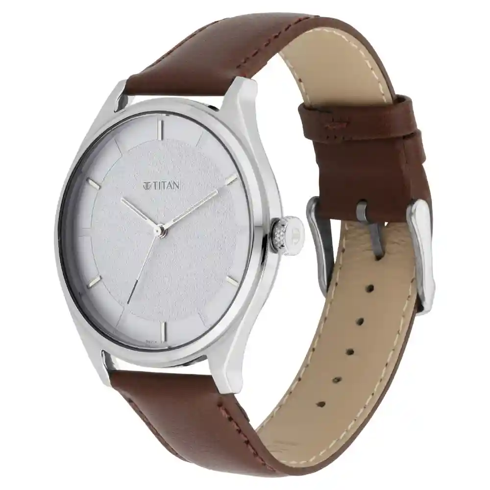 Titan Workwear Watch With White Dial And Leather Strap 1802SL13