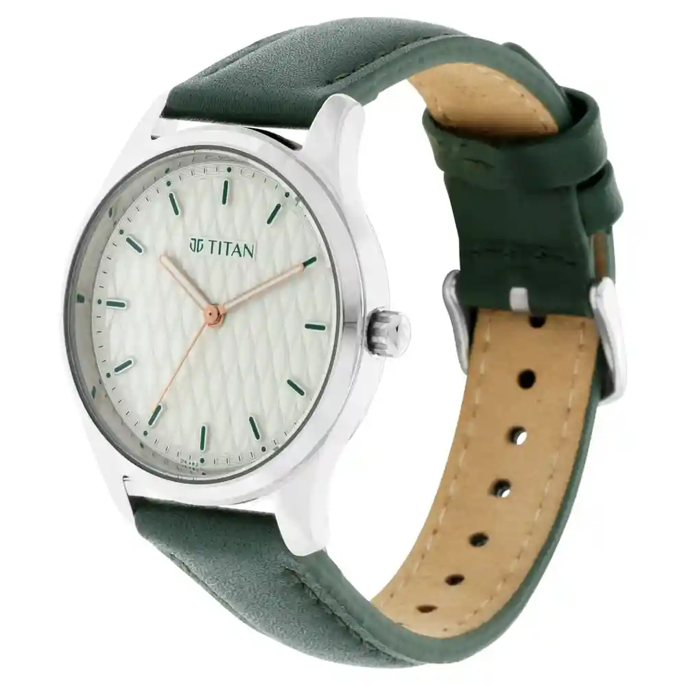 Titan Workwear Watch With White Dial And Leather Strap 2639SL04