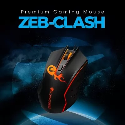 Zebronics Zeb-Clash Gaming Wired Mouse 6 Buttons Including Backward And Forward Multicolored Breathing Led