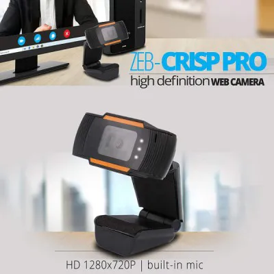 Zebronics Zeb-Crisp Pro Web Camera HD With 5P Lens Built-in Black