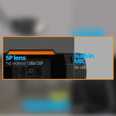 Zebronics Zeb-Crisp Pro Web Camera HD With 5P Lens Built-in Black