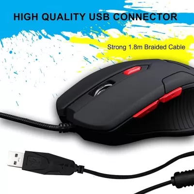 Zebronics Zeb Feather Premium USB Gaming Wired Mouse With 6 Buttons Upto 3200 DPI and Anti Slip Mouse Pad